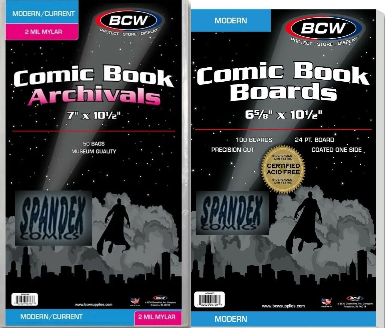 100 BCW Current Modern 2-Mil Mylar Archival\'s Comic Bags +100 BCW Modern Boards