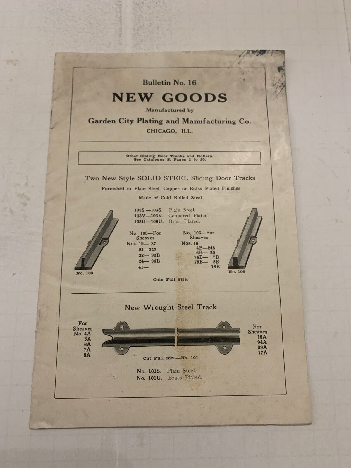 c.1920 Garden City Plating & Mfg. Co. Chicago New Goods Brochure Bulletin No. 16