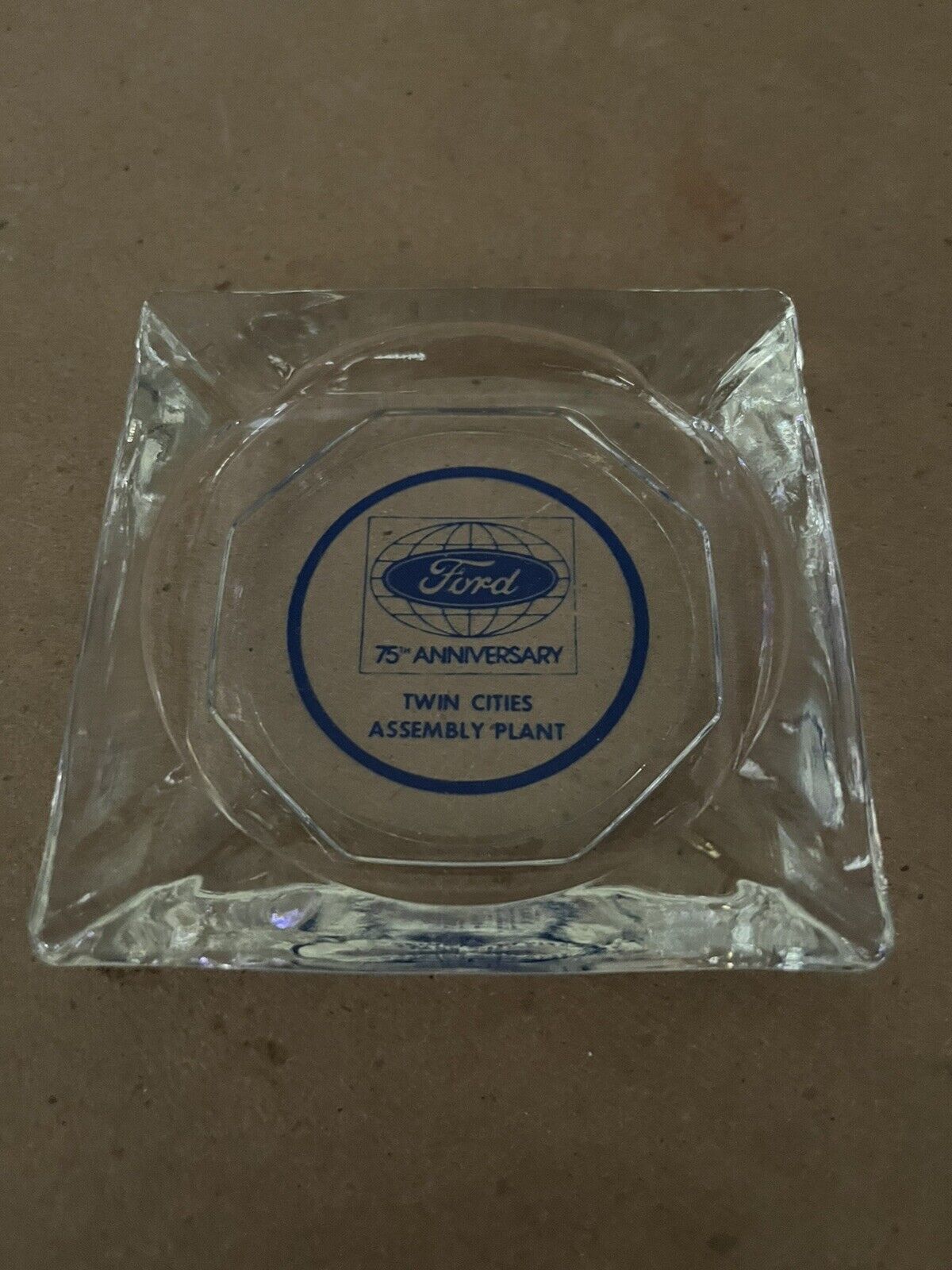 FORD 75 Th Anniversary ACL GLASS ASHTRAY Twin Cities Assembly Plant Automoblie