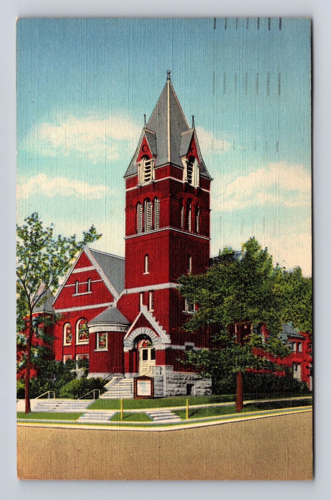 Peoria IL-Illinois, First Presbyterian Church, Religion, Vintage c1949 Postcard