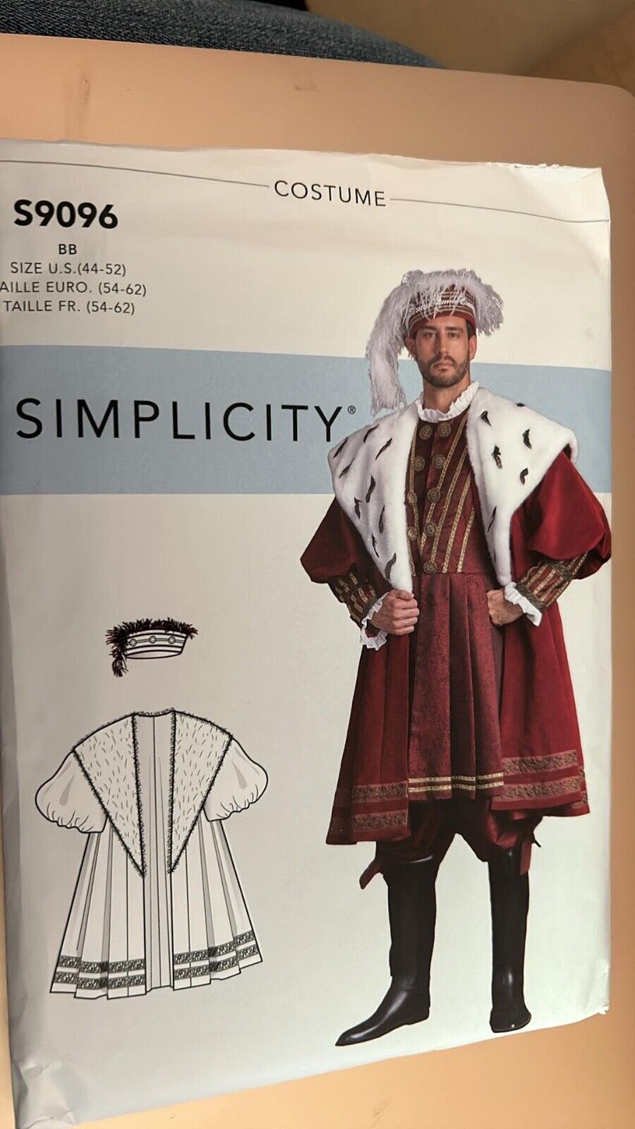 Simplicity Pattern Men\'s Renaissance - S9096 - Sizes 44-52