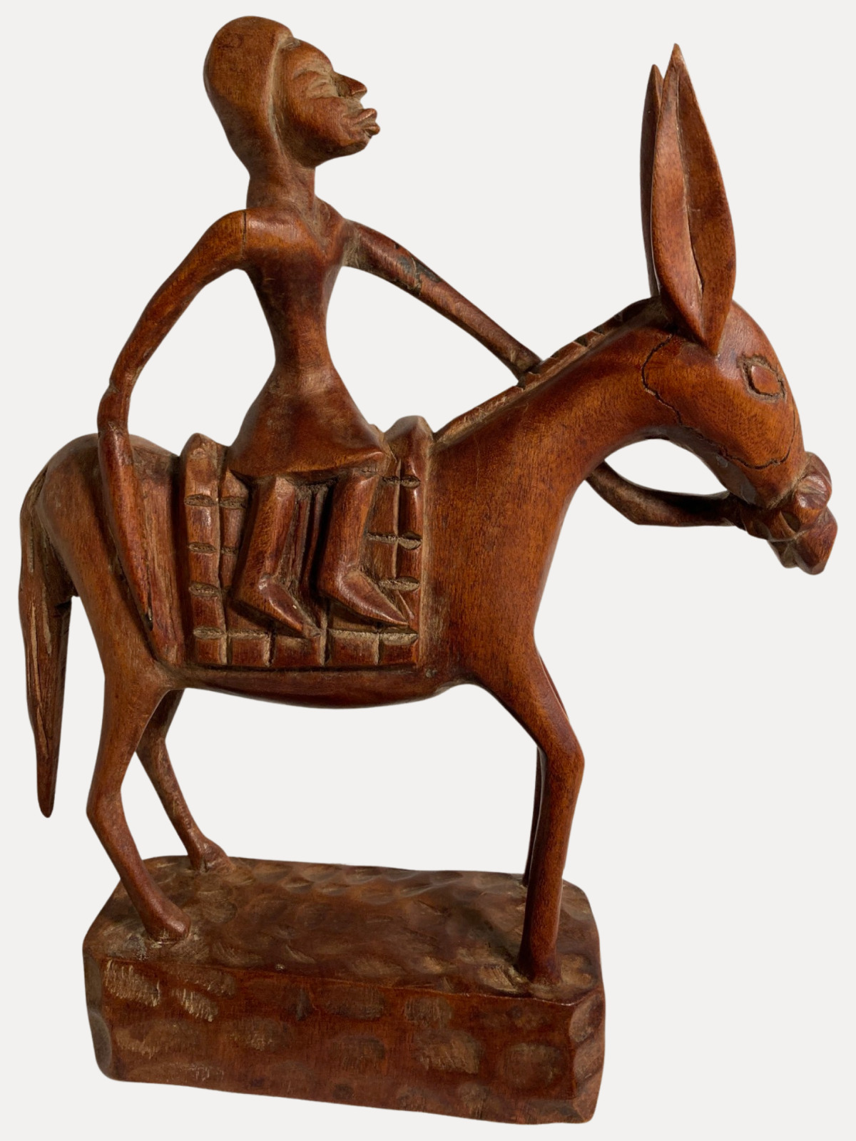 Antique African Tribal Horseman Wood Carved Figurine