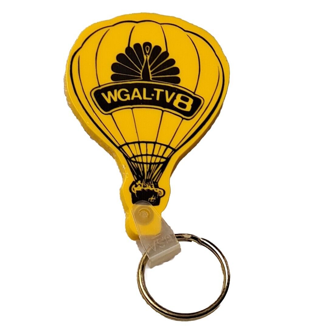 WGAL TV8 Lancaster PA Pennsylvania Area Hot Air Balloon Yellow Key Chain VTG K05