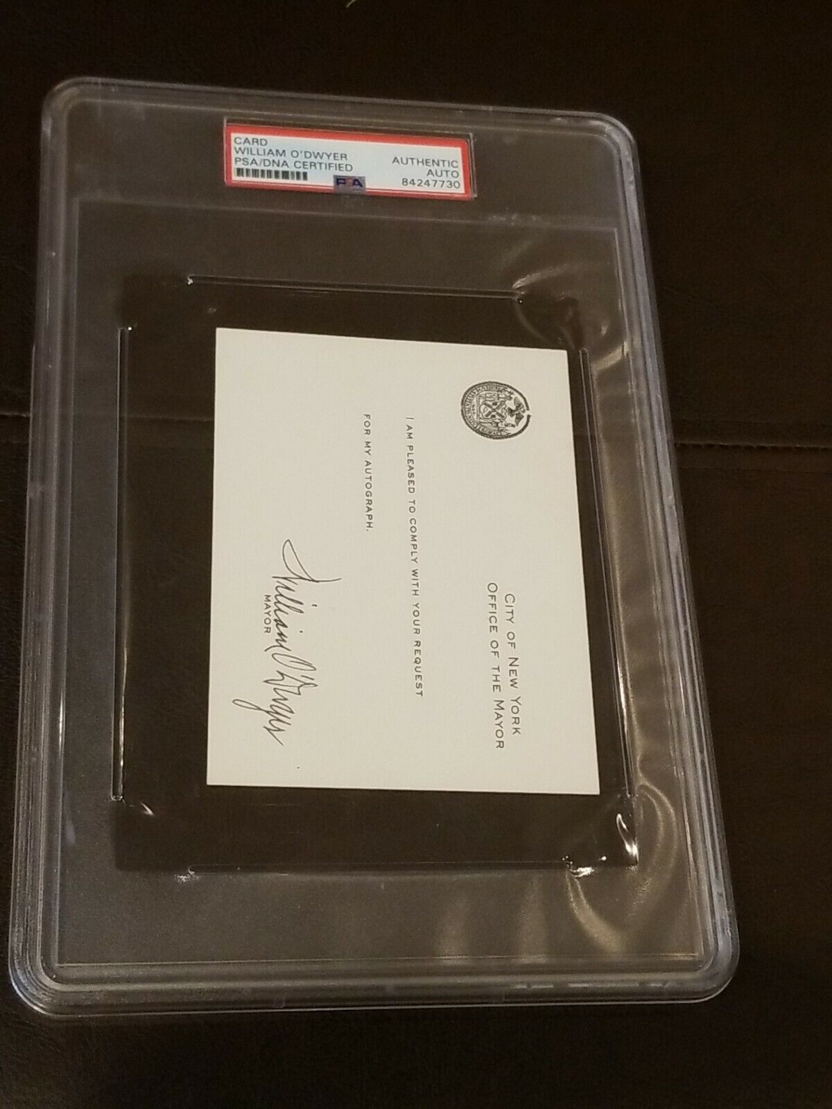 William O'Dwyer PSA DNA Signed Autograph Auto Mayor of New York