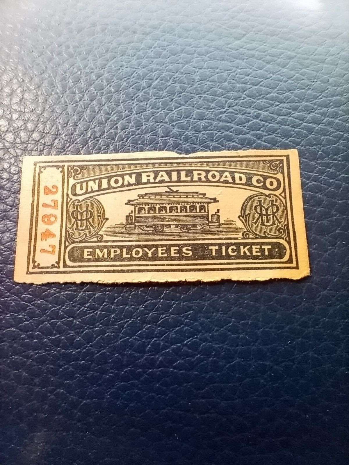 VINTAGE UNION RAILROAD CO EMPLOYEES RAILROAD TICKET #27947 Signed A.J. Potter GM