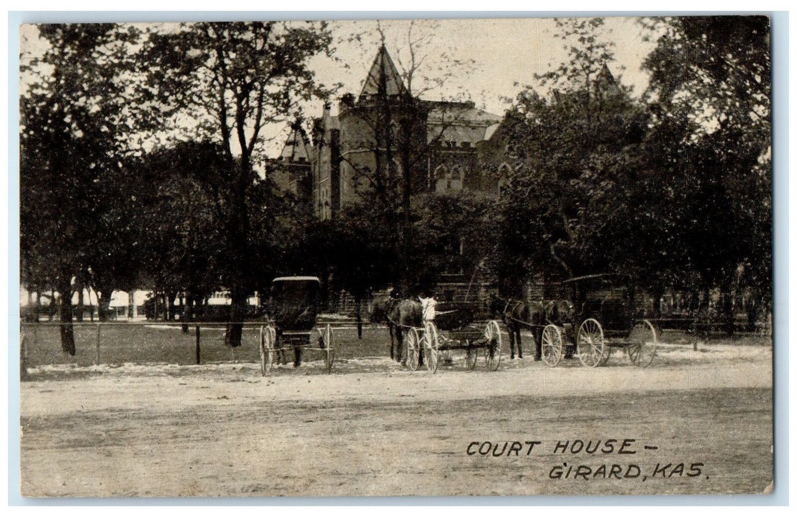 c1905\'s Court House Exterior Carriages Scene Girard Kansas KS Unposted Postcard