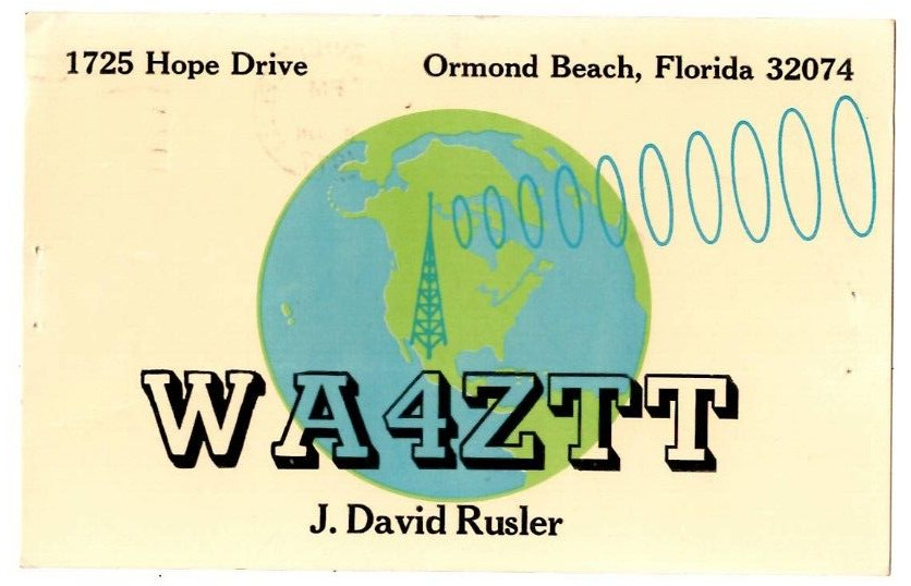 WA4ZTT Ormond Beach FL 1977 QSL Ham Radio Postcard WA0MRG Sedgwick Colorado
