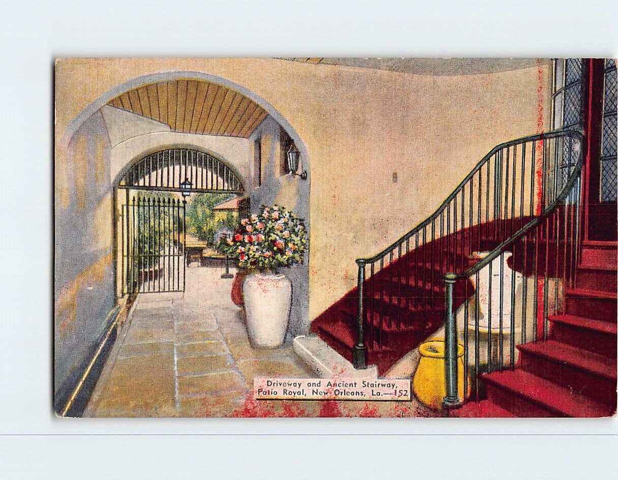 Postcard Driveway and Ancient Stairway Patio Royal New Orleans Louisiana USA