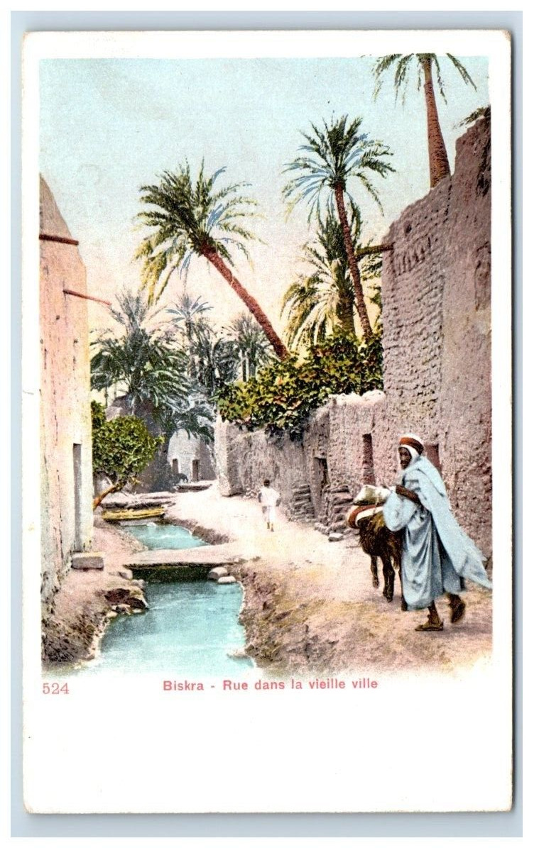 Biskra Algeria - Rue dans la vieille ville Vintage Postcard Unposted