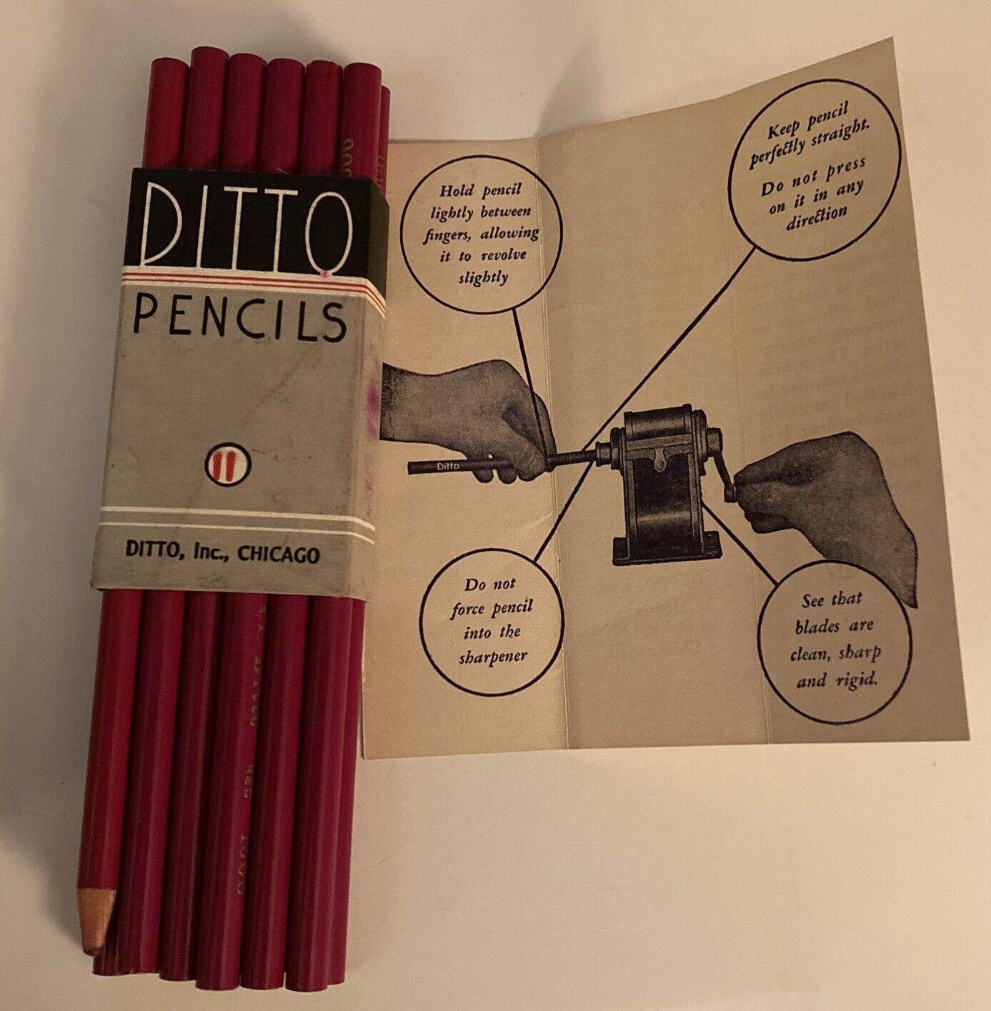 12 Vintage Ditto Intense Red Pencils 1006 10 New and 2 Used Made In USA