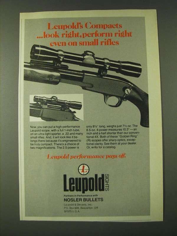 1980 Leupold Scopes Ad - Leupold's Compacts …look right, perform right