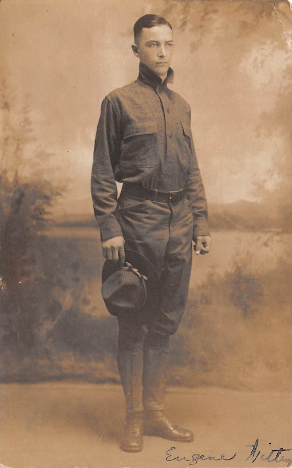 RPPC Handsome Young WWI Soldier Eugene Witten Richmond VA c1918 Photo Postcard