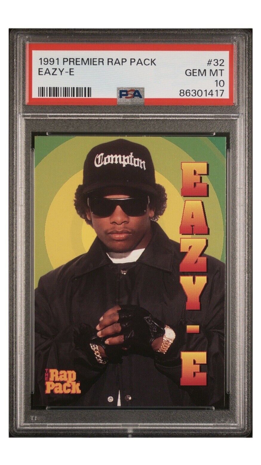 1991 Premier Rap Pack #32 Eazy-E PSA 10 Pop 54 (Music)