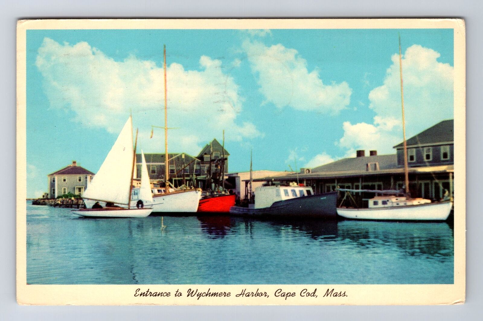 Cape Cod MA-Massachusetts, Entrance To Wychmere Harbor, Vintage c1964 Postcard