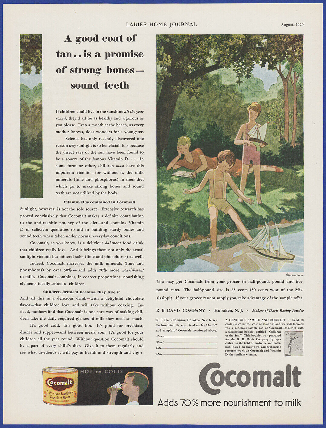 Vintage 1929 COCOMALT Chocolate Malt Drink Ephemera 20\'s Print Ad
