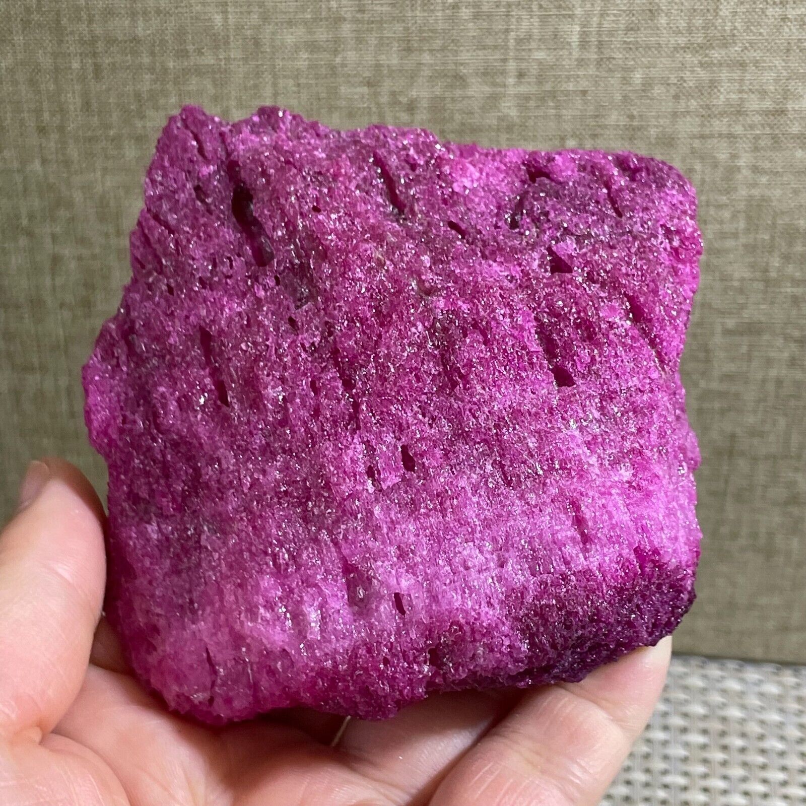 327g Natural Red Corundum Ruby Crystal Rough Mineral Specimen d389