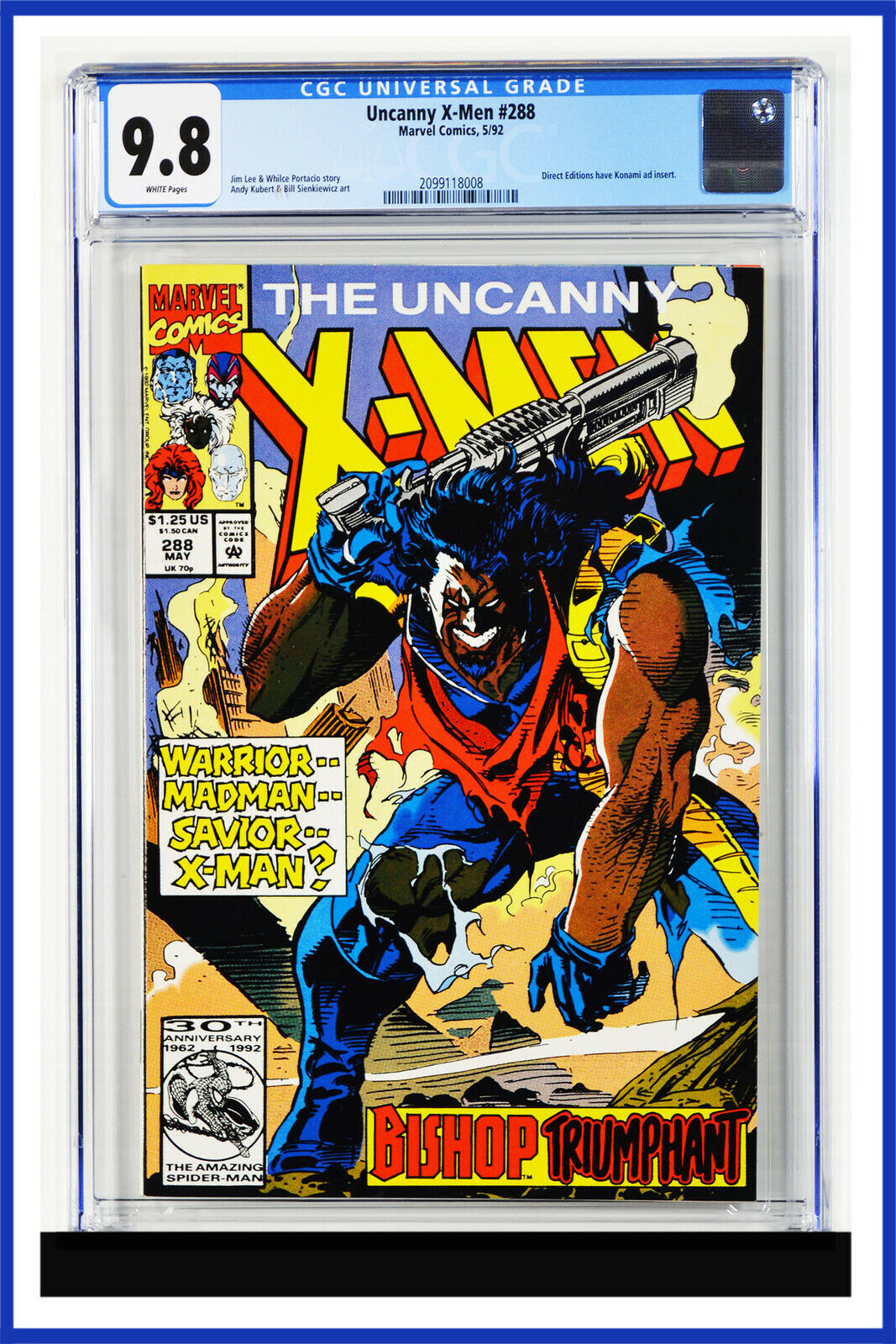 Uncanny X-Men #288 CGC Graded 9.8 Marvel May 1992 Andy Kubert Cover Comic Book.