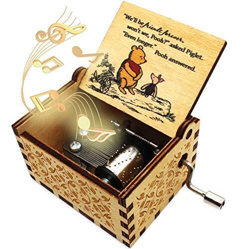 ukebobo Wooden Music Box - The Pooh Saying Music Box, Gift for Friend, Brown09