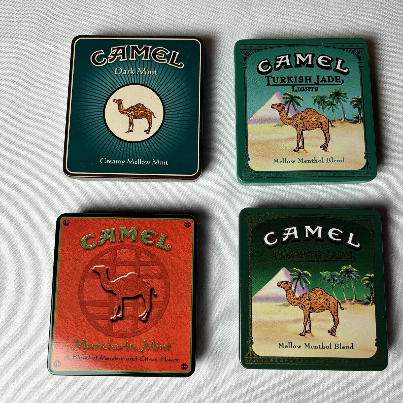 Vintage Camel Cigarettes Metal Tins Cases Empty Collectors Lot Of 4 Tins Vtg S37