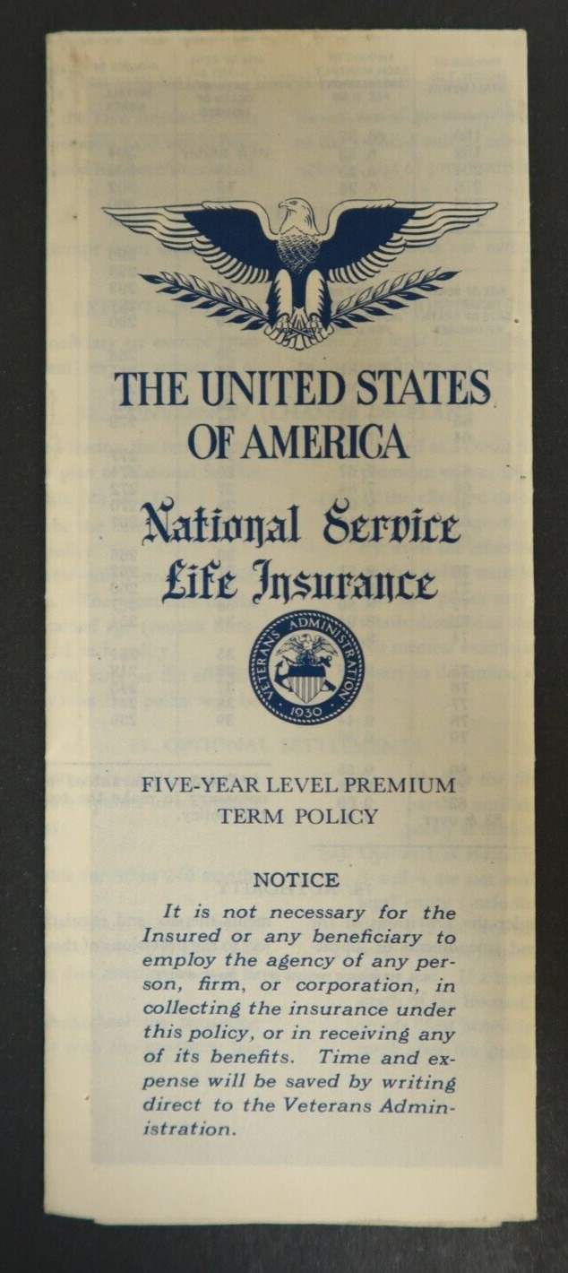 Expired VTG National Service Life Insurance 1950 Five Year Level Premium Term