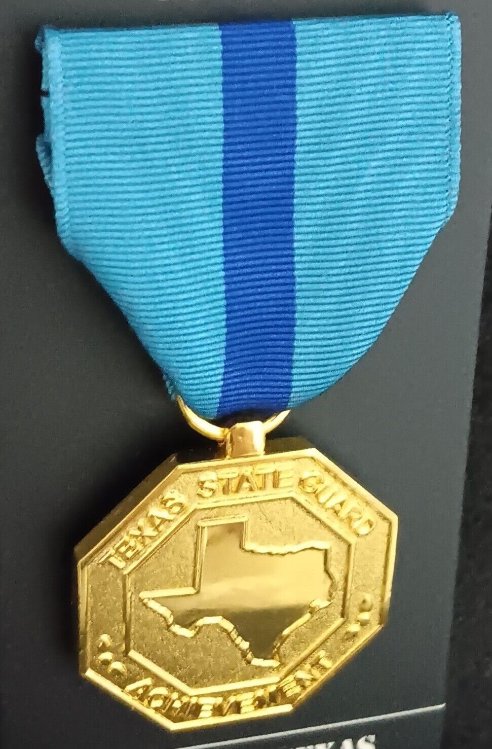 GOLD Texas State Guard Achievement Medal with Silk Moiré Ribbon