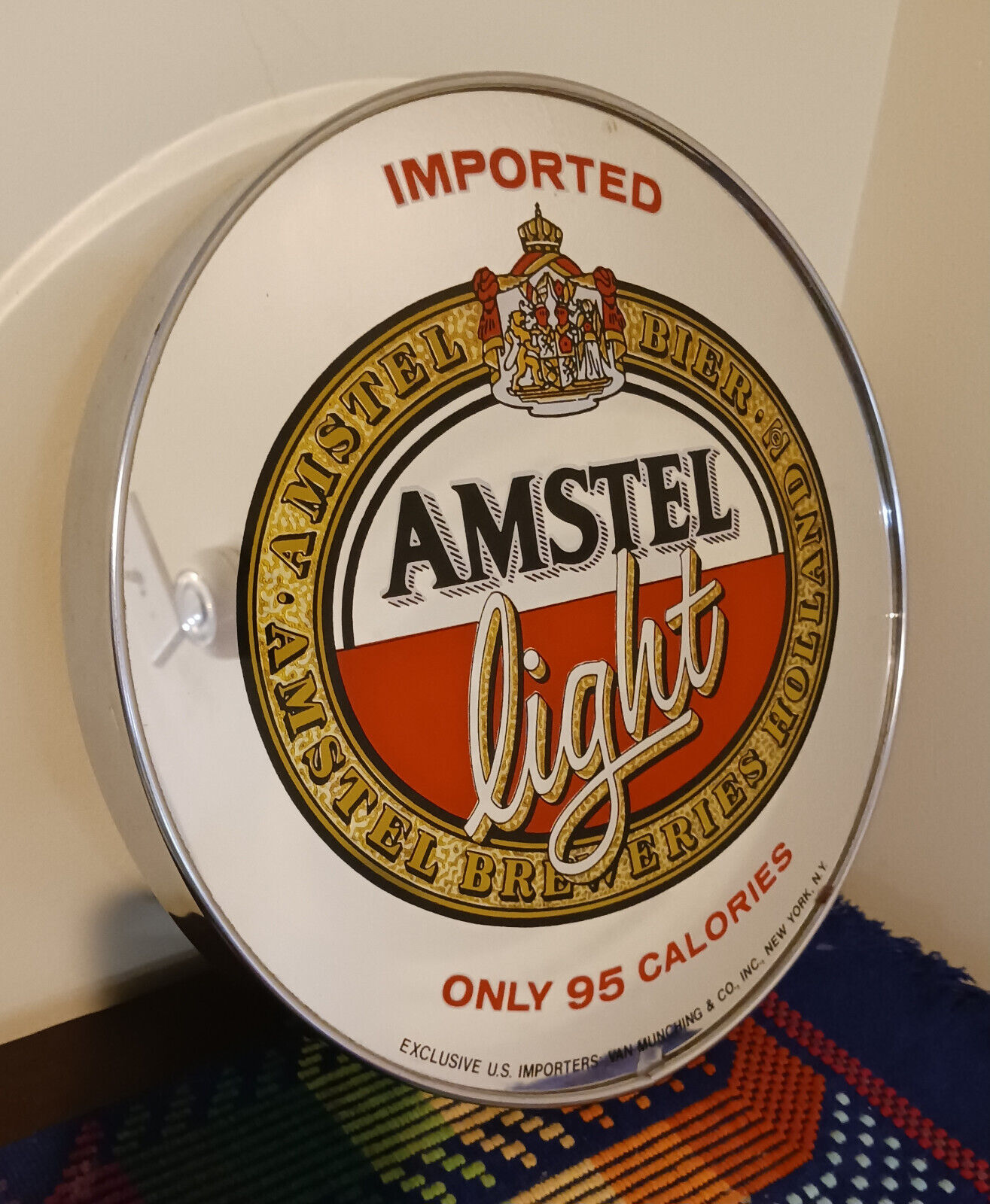 vintage Amstel Light mirror 11.5 inch in great shape.