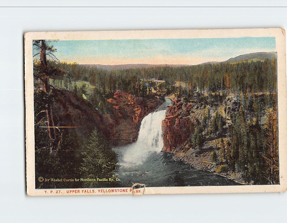 Postcard Upper Falls of the Yellowstone River Yellowstone Park USA