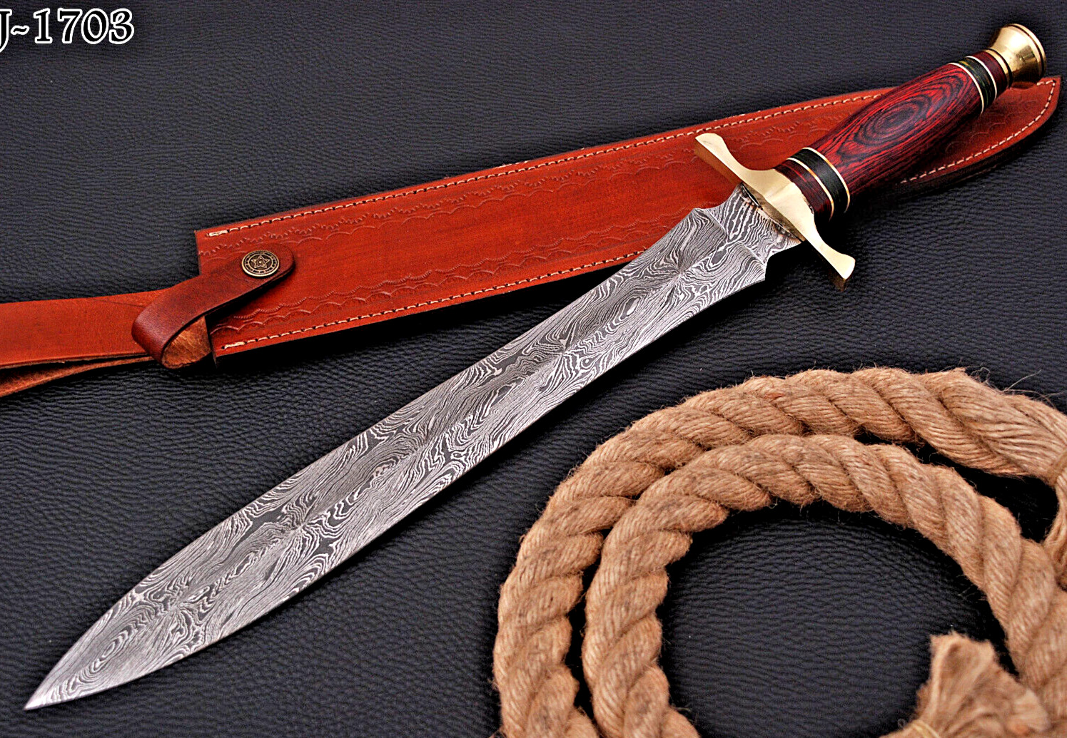 Macedonian Army Damascus Sword Custom Made - Hand Forged Damascus Steel 1703