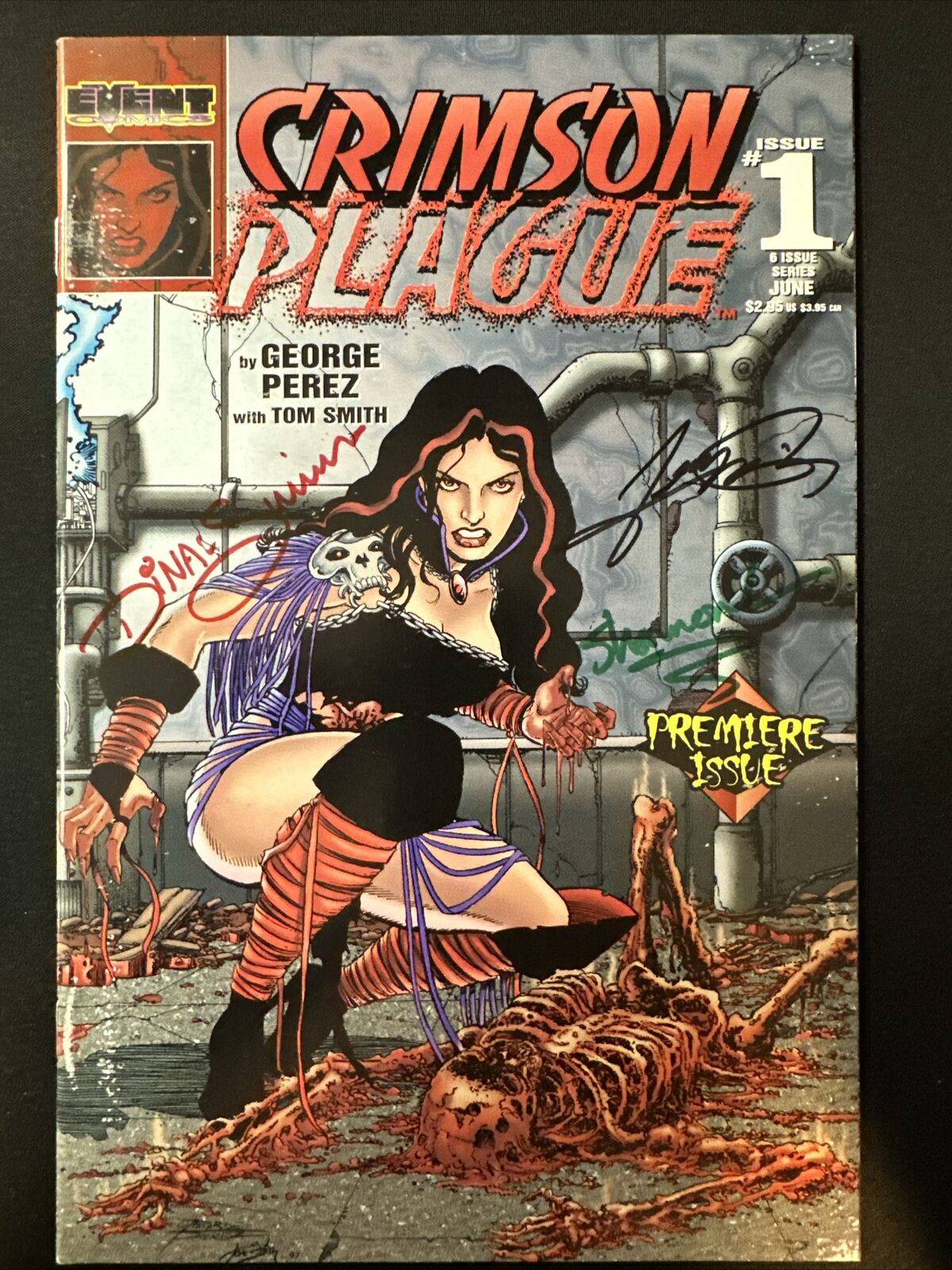 Crimson Plague #1 SIGNED 3x George Perez Event Comics 1st Print 1996 *A4