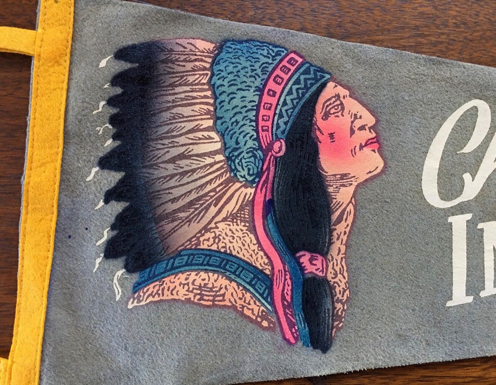 Vintage Cherokee Indian Reservation Cherokee, NC Felt Pennant 26”