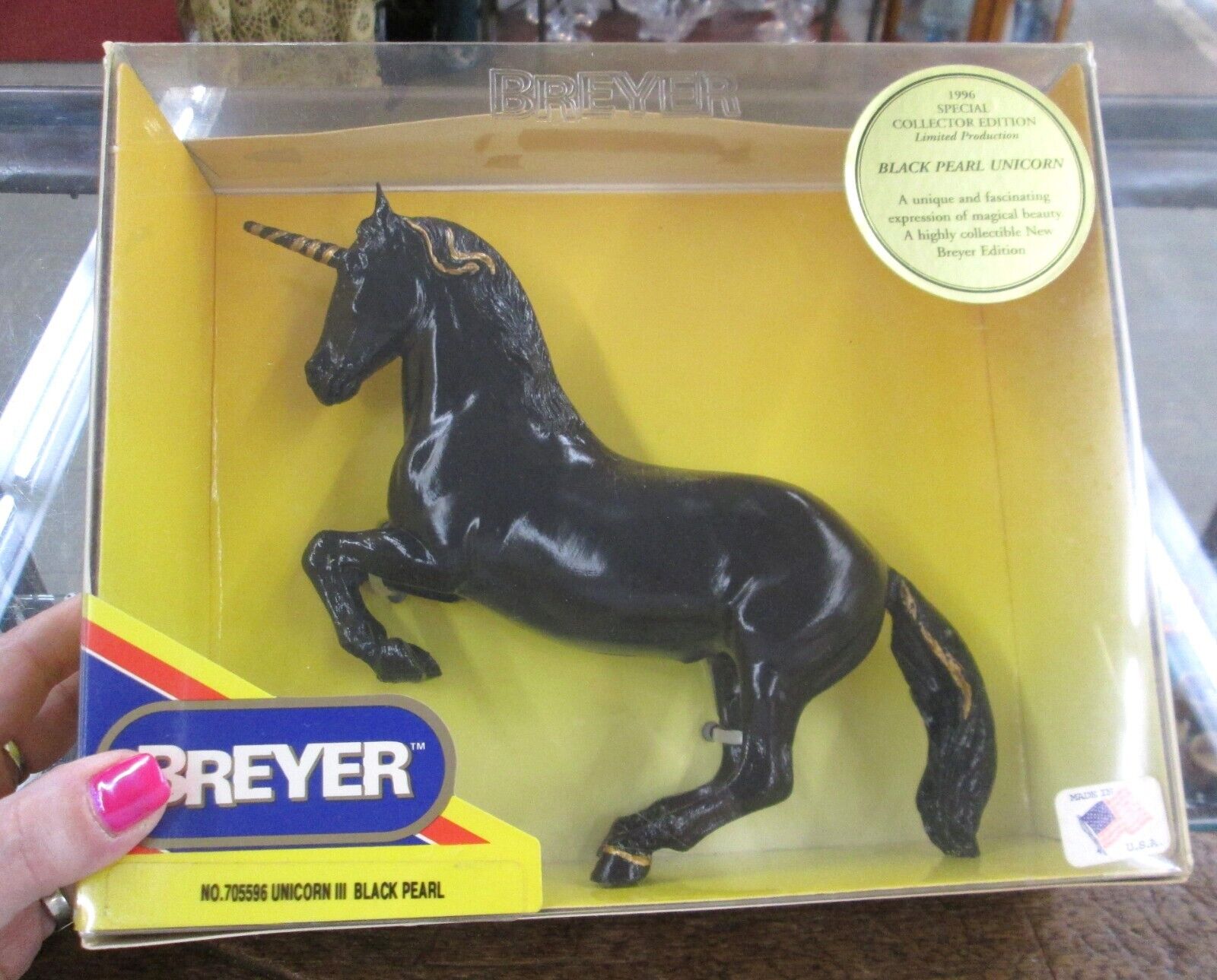 1996 Breyer No 705596 Unicorn III Black Pearl NOS Special Collector Edition