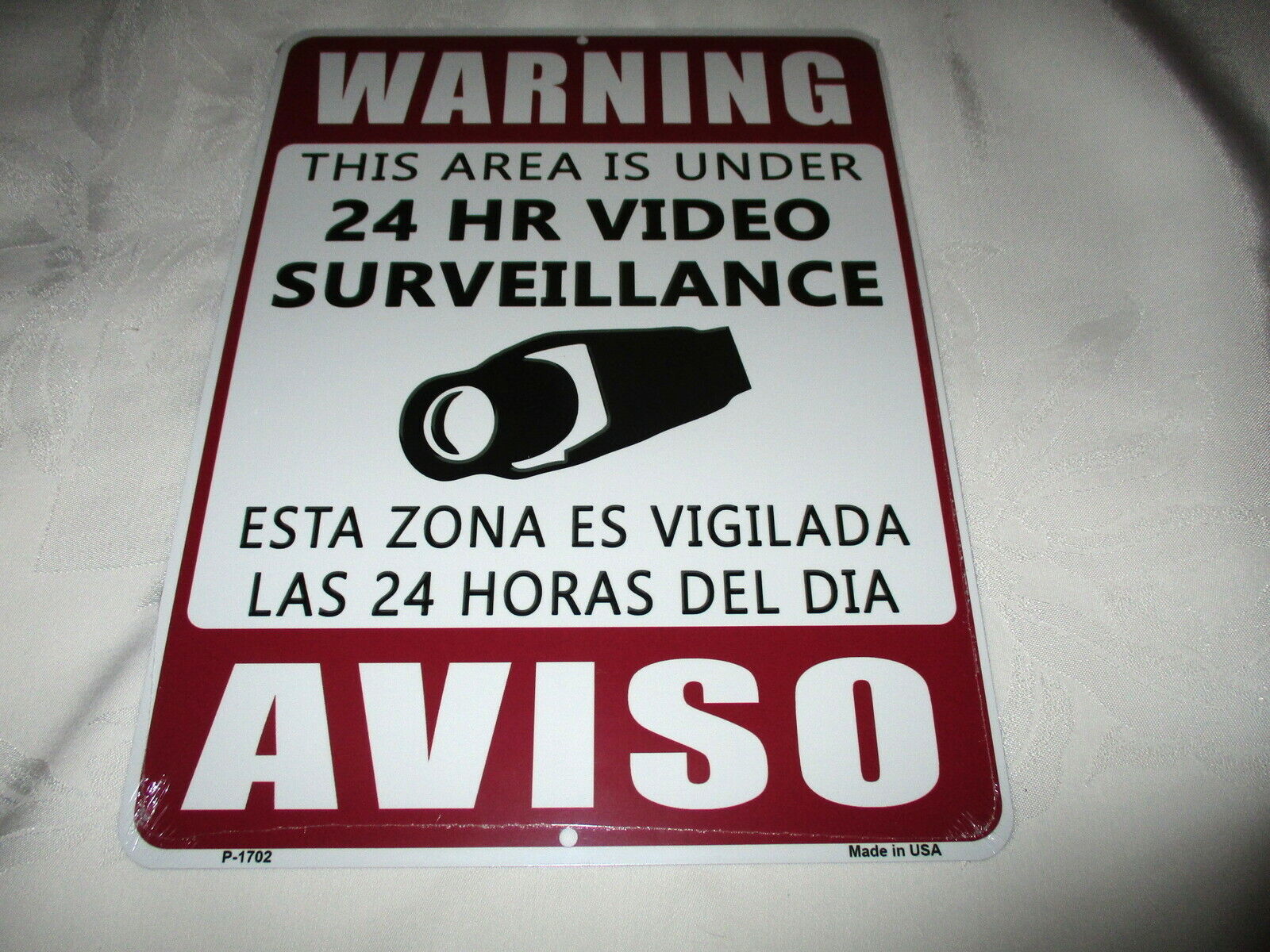 **WARNING: 24-Hour Video Surveillance Metal Sign #04 - NEW**