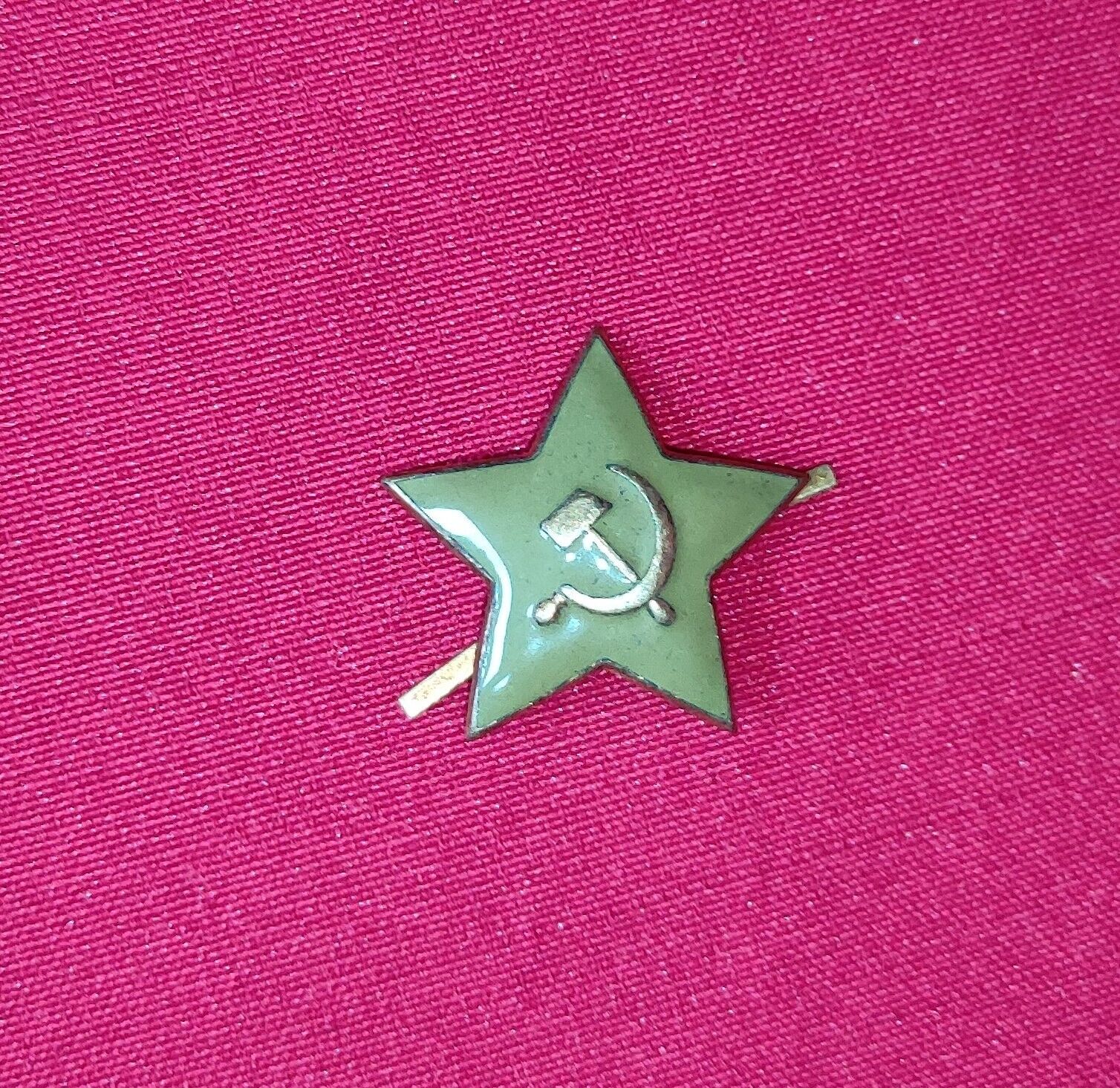 Original 1950's Russian Soviet Army Officer Uniform Green Brass Cockade Pin USSR