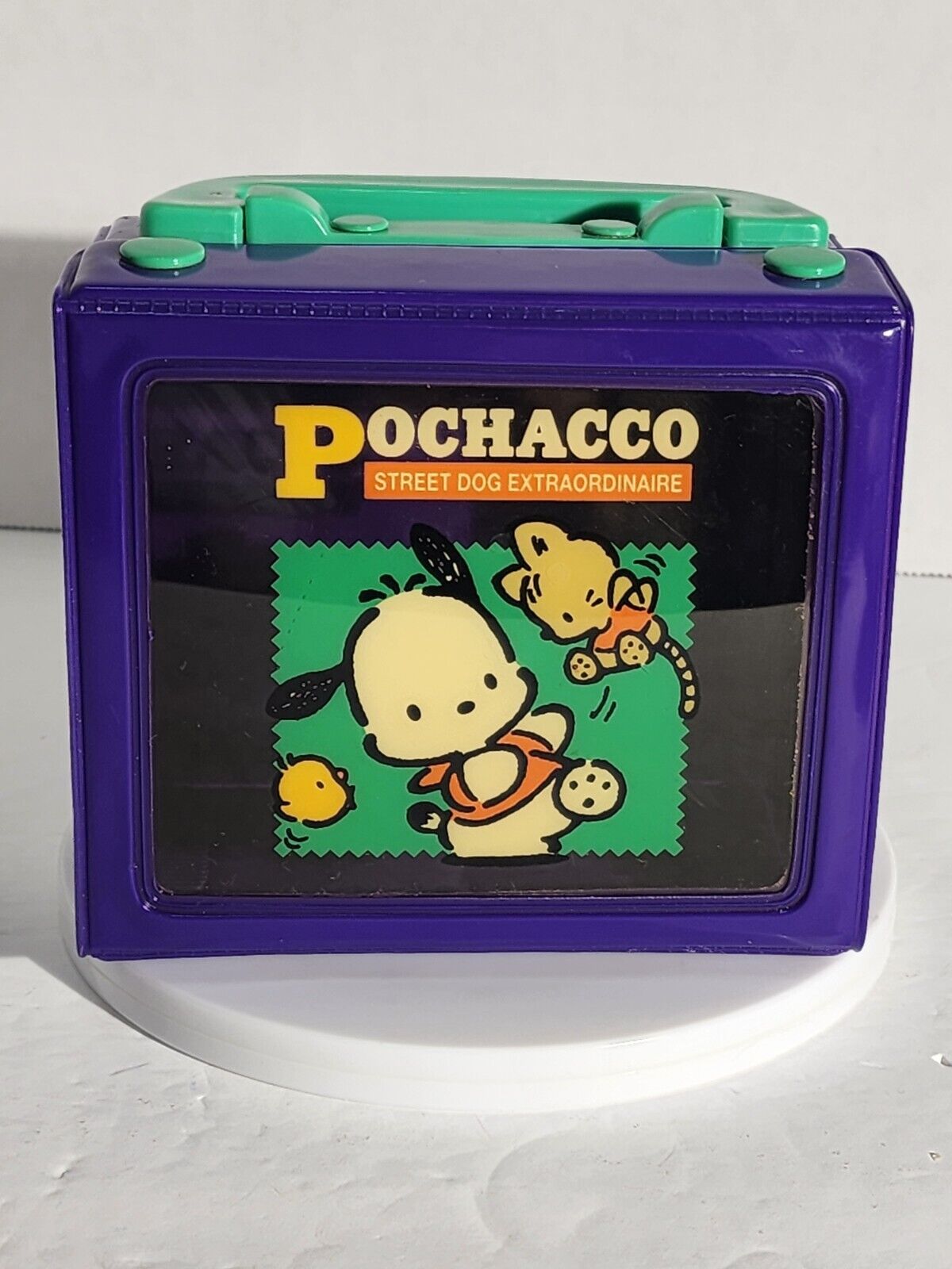 Vintage 1995 Sanrio Pochacco Purple Plastic Mini Storage Pencil Box, The Cool K9