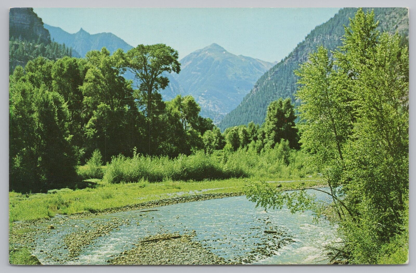 State View~Mt Abram & Ucompahgre River @ Million Dollar Hwy~Vintage Postcard