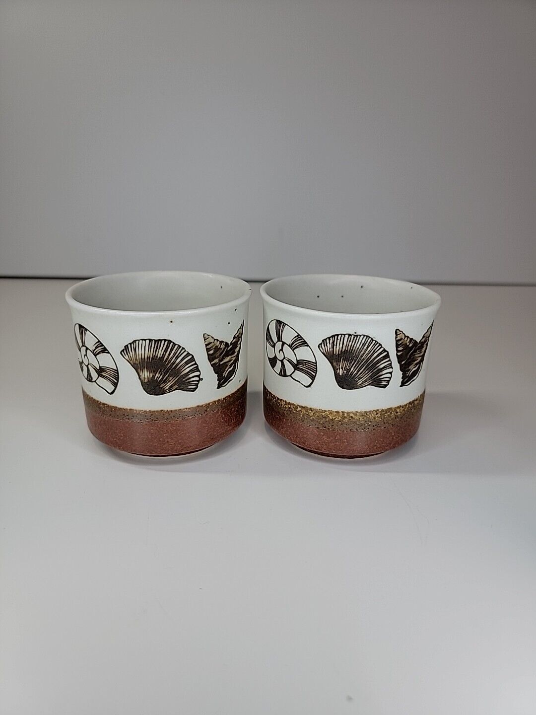 Vintage Otagiri Japan 2 Piece Seashell Nautical Pottery Teacups