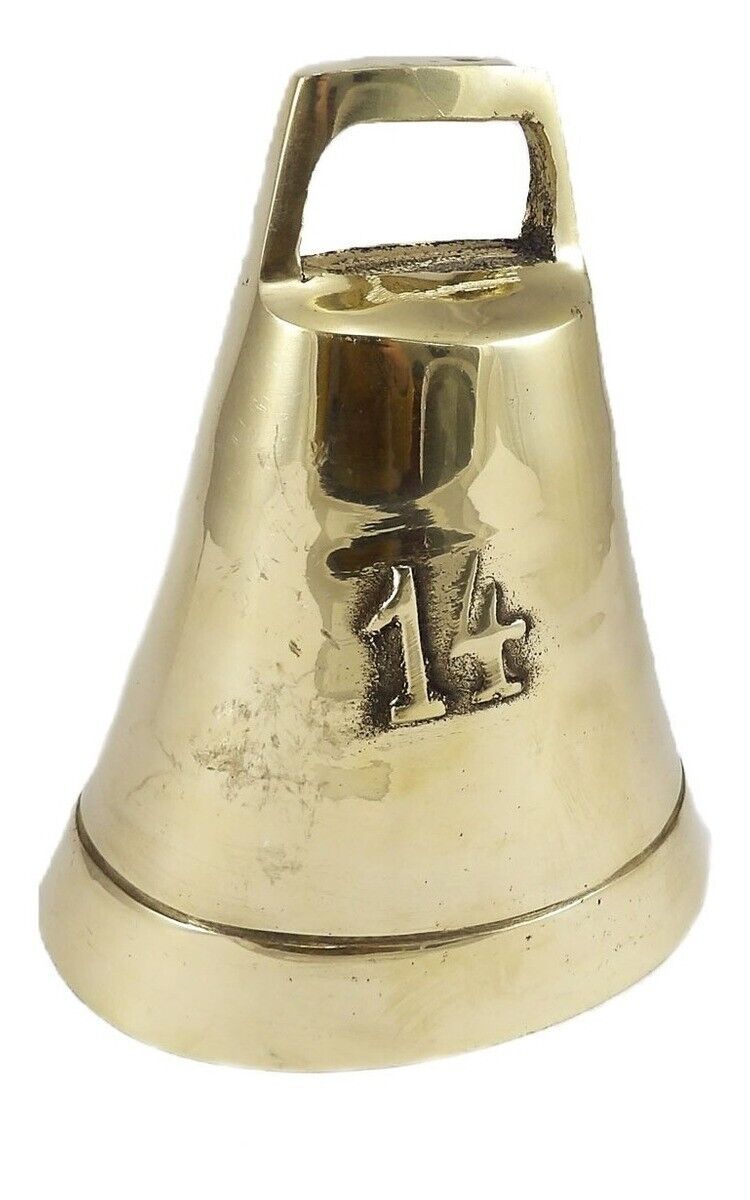 Polished BRONZE COWBELL Number 14 -- Argentinian Gaucho Cow Bell Rodeo Ranch NEW