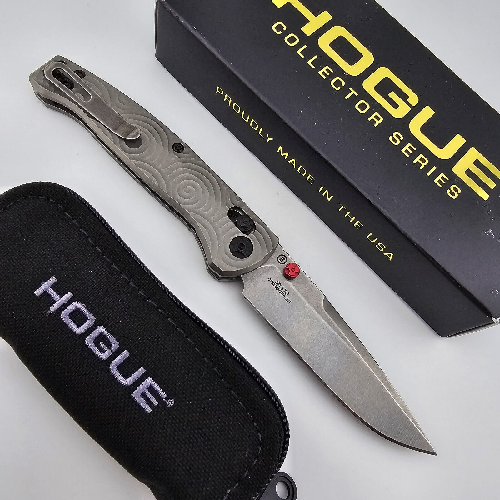 Hogue Mysto Folding Knife CPM-MagnaCut Blade Milled Titanium Handles 24991-LIM