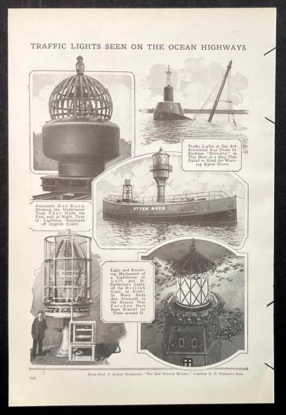 “Ocean Traffic Lights” 1927 pictorial St Catherine\'s Lighthouse Lightship Otter