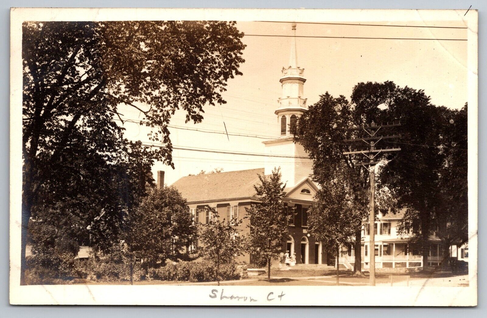 Church in Litchfield County, Sharon, Connecticut Real Photo Postcard. RPPC