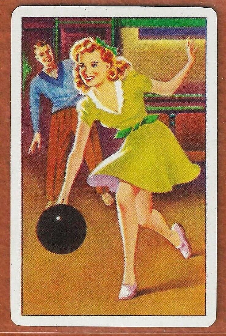 6 Single Swap Vintage Bowling Lady  Pinup Playing Cards  1930's - 1940s