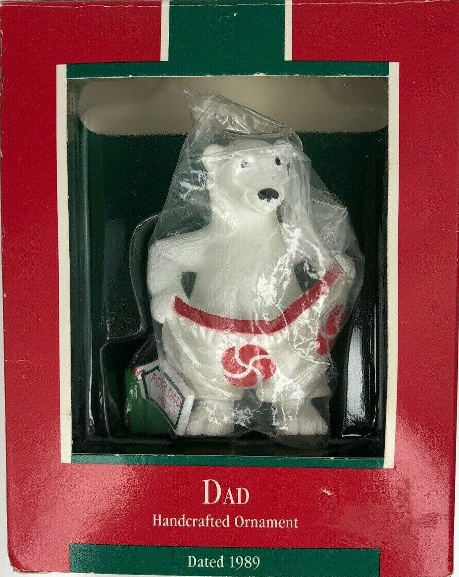 VTG Hallmark Keepsake Christmas Ornament 1989 Dad Polar Bear Boxers EUC w/ box
