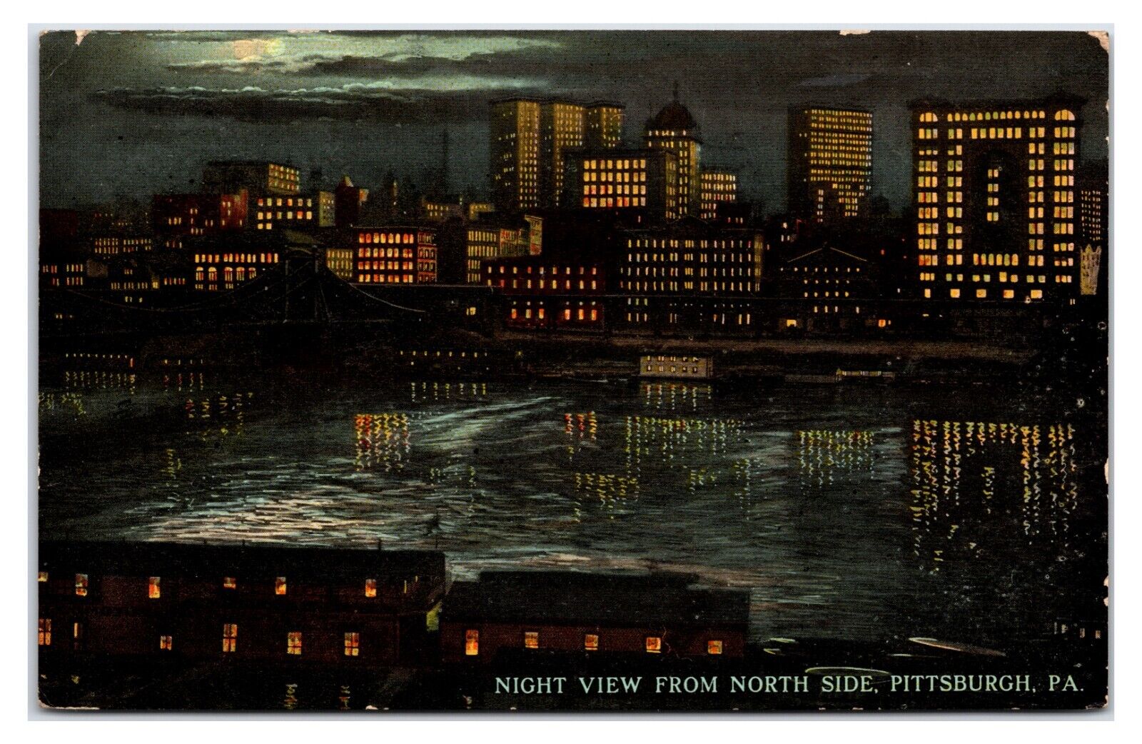 1910s- Night View From North Side Pittsburgh, Pennsylvania Postcard (Posted 1912