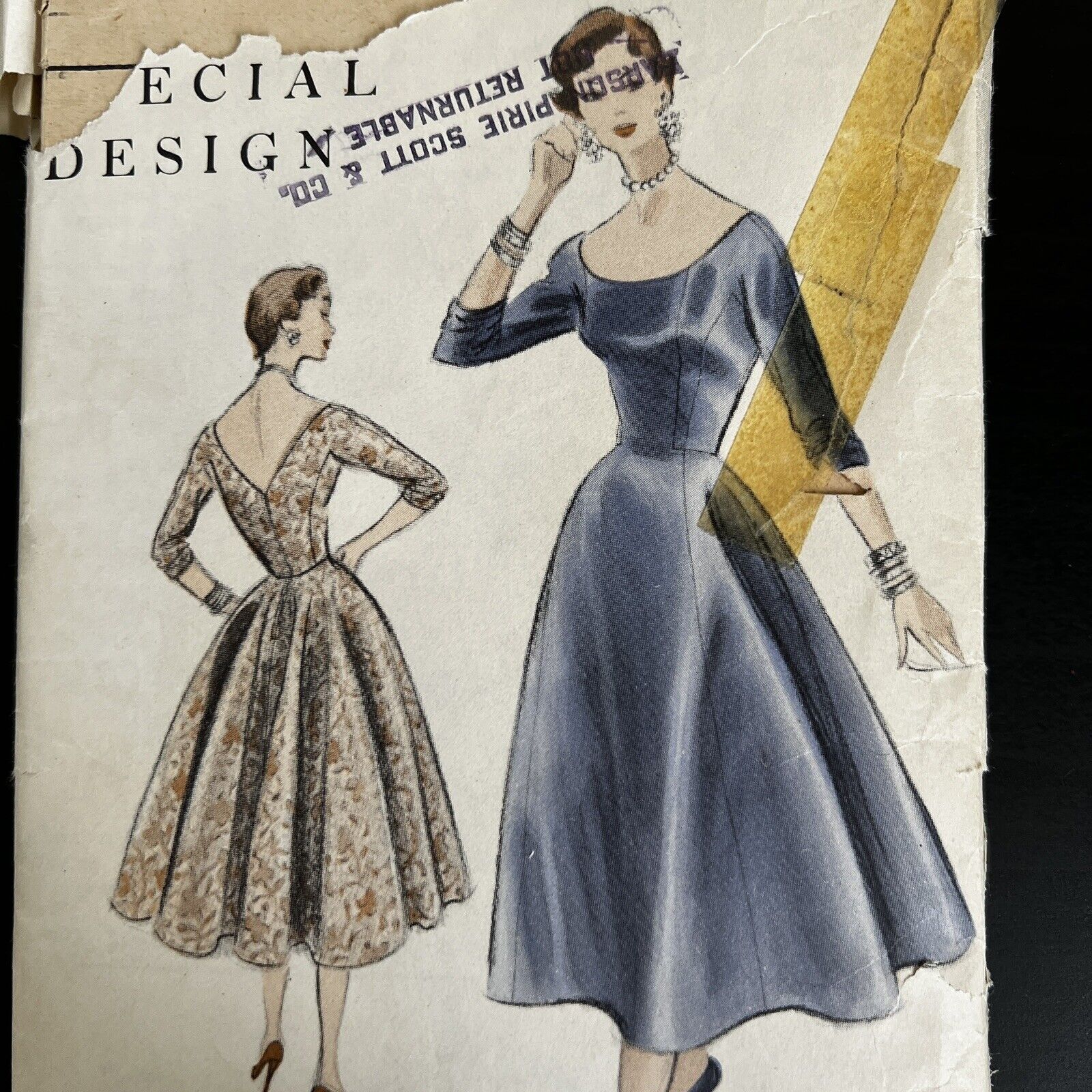 Vintage 1950s Vogue S-4515 Special Design Dress Petticoat Sewing Pattern 14 CUT