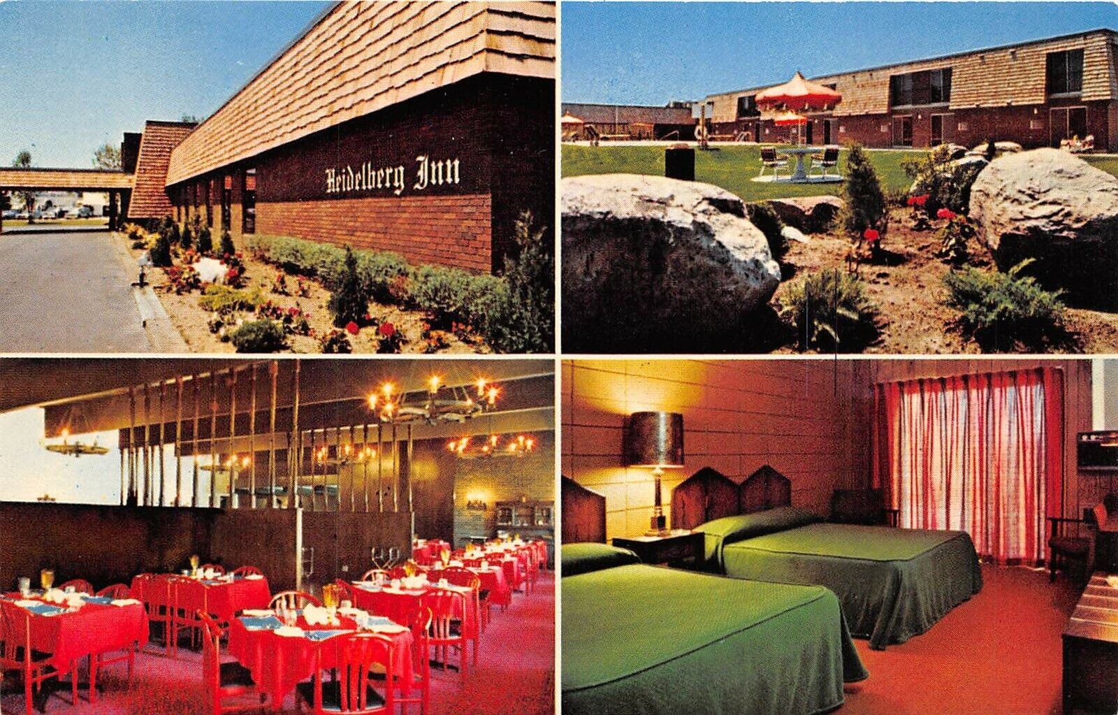 Collingwood Ontario Canada 1960s Postcard Heidelberg Inn Multiview Room 
