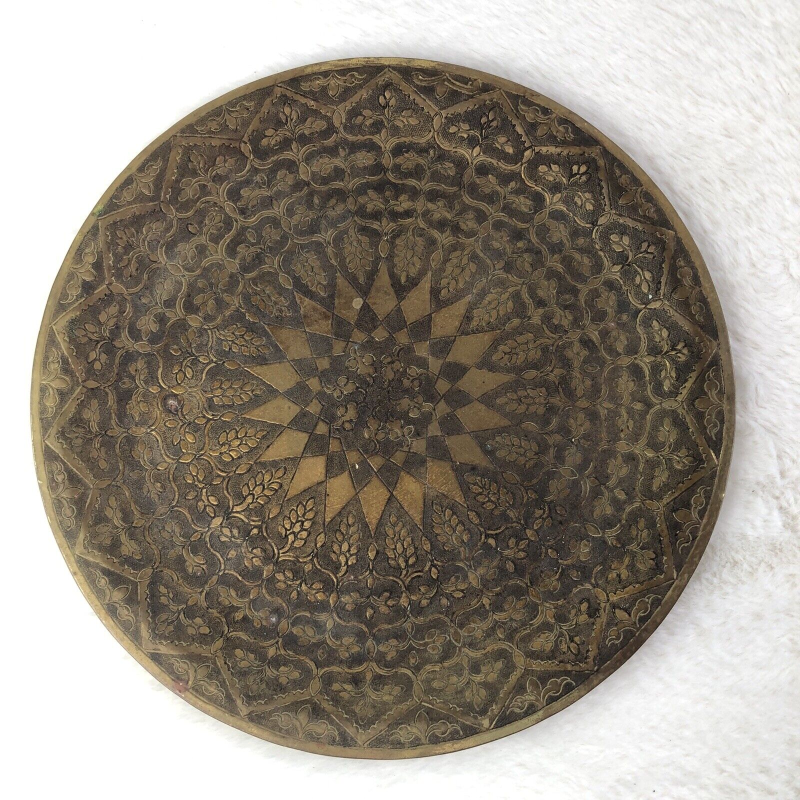Vintage FES Brass Moroccan Plate 