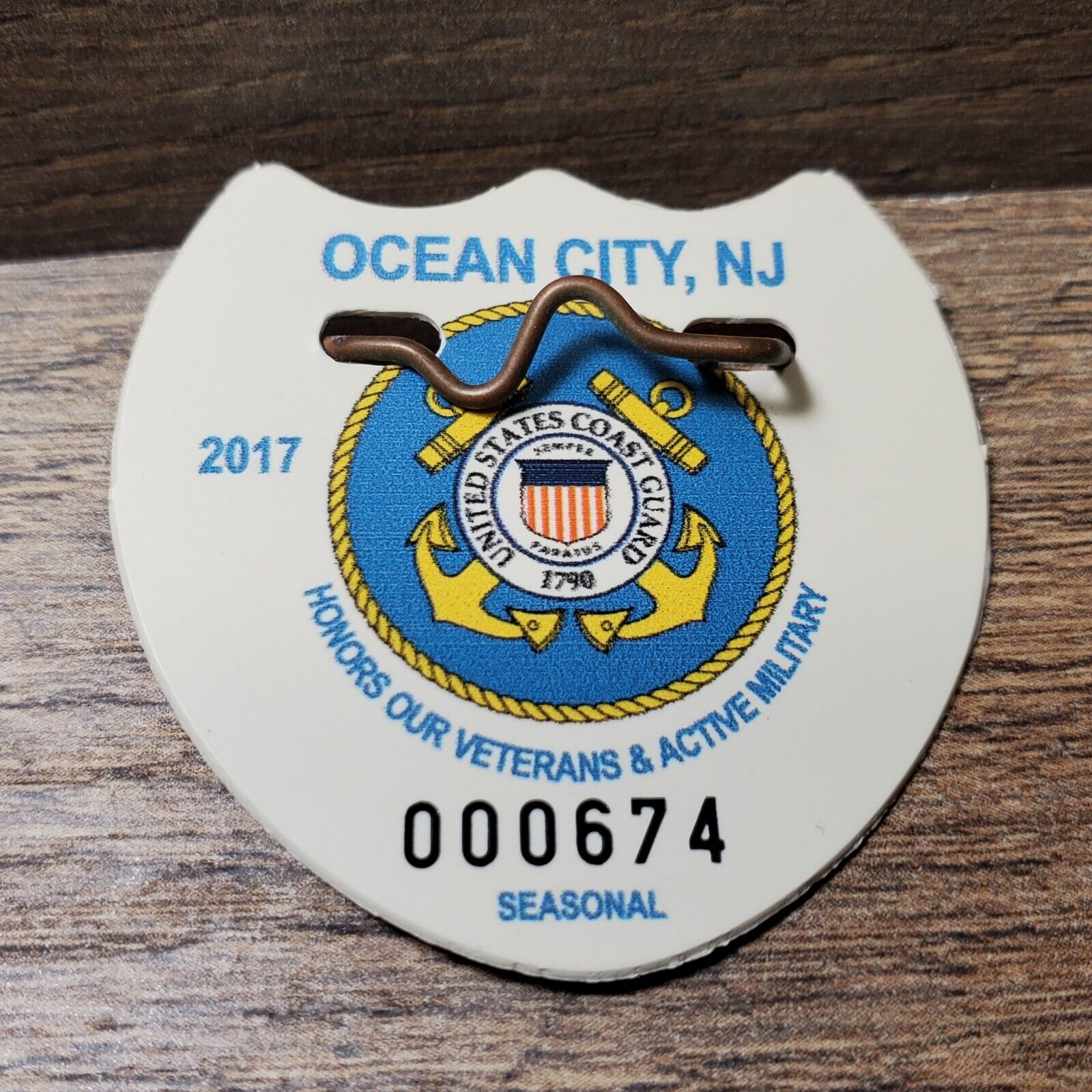 2017 Ocean City NJ Seasonal Beach Tag OC New Jersey United States Coast Guard