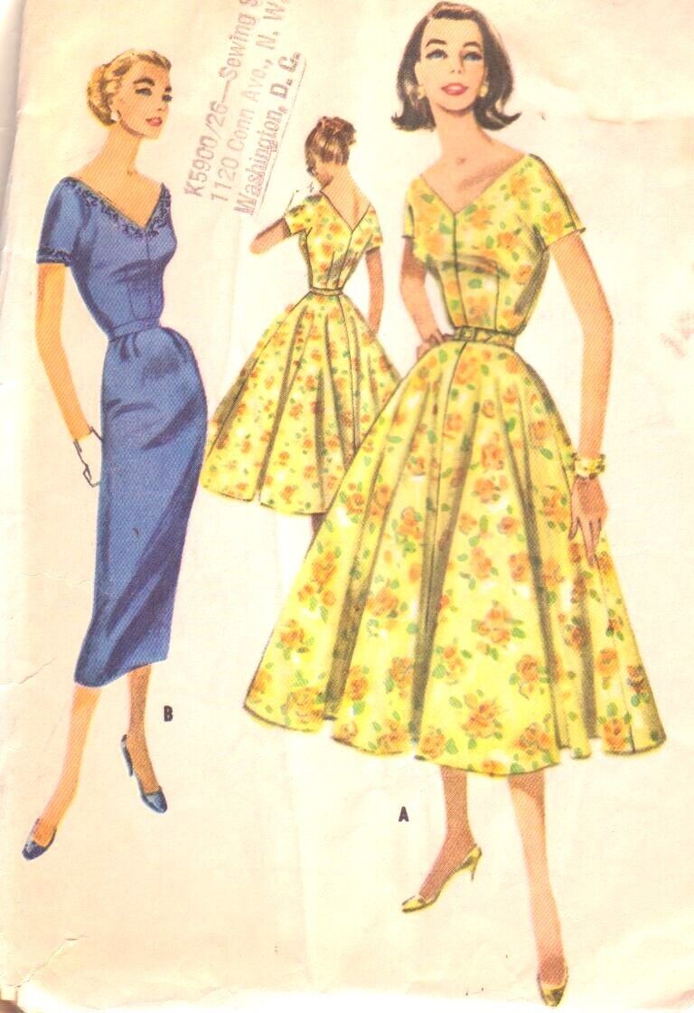 1957 pattern CLASSIC LOW NECK DRESS ~ size 12 (32) ~ McCall’s 4150
