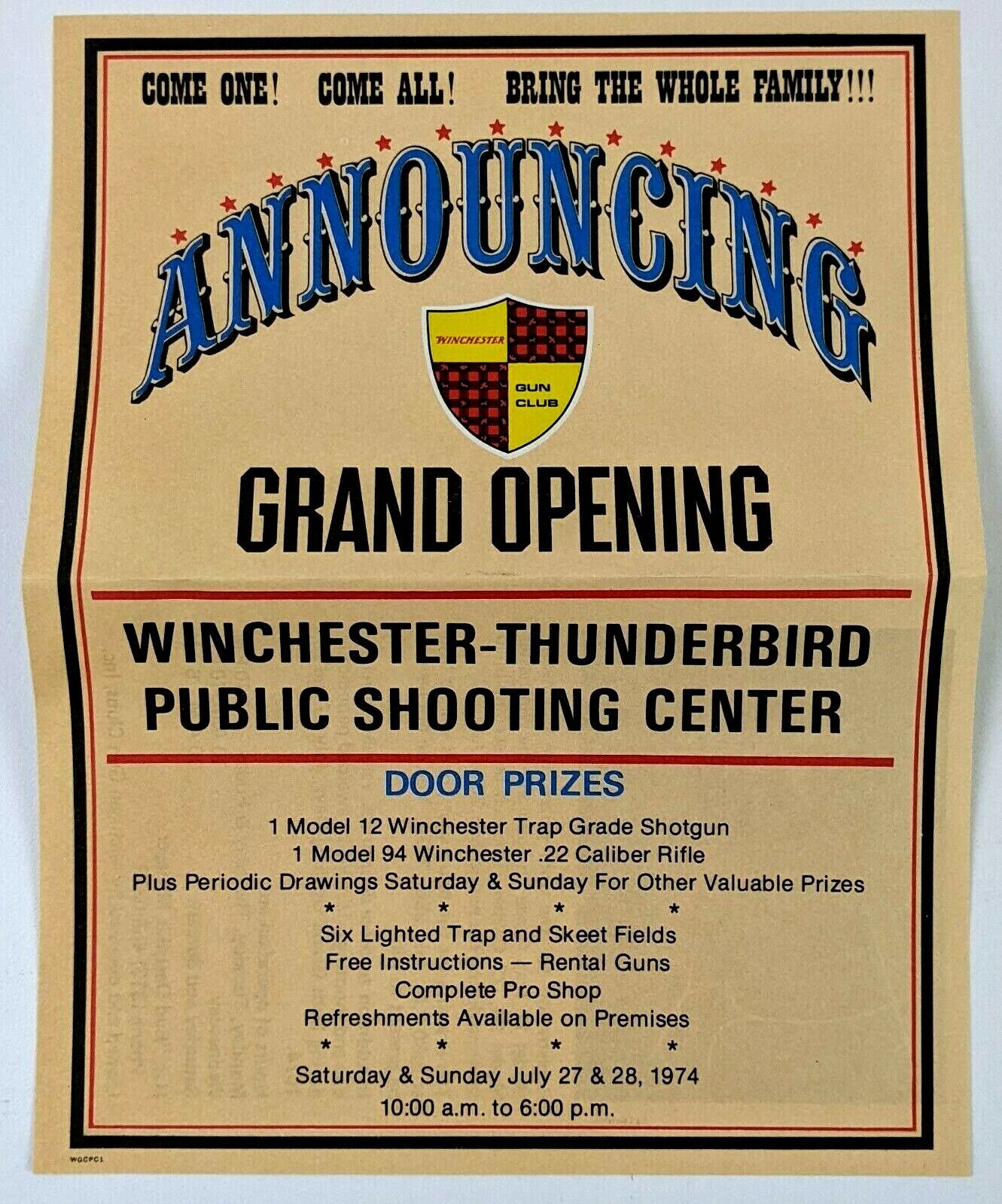 1974 Winchester Thunderbird Public Shooting Center Michingan Vintage Ad Flyer 