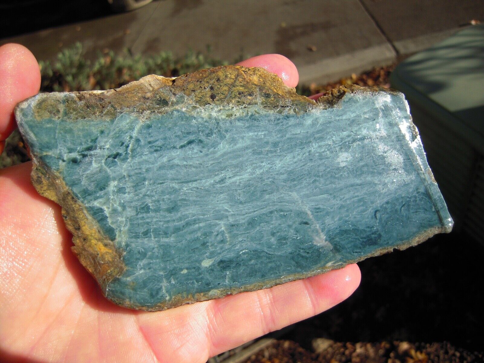 Superb Vonsen Blue Jade Slab, Rare Petaluma California, 2.5 x 5.5